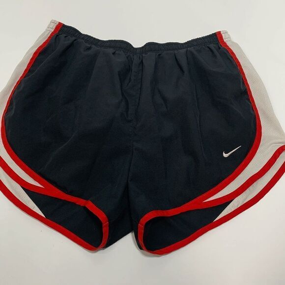 Nike Women's Dri-Fit Shorts Active Running Athletic Mesh Side Black Red Medium - Picture 1 of 5